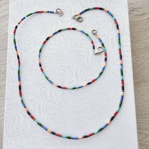 Silpada Sterling Silver MultiColor Bead Necklace Anklet Set